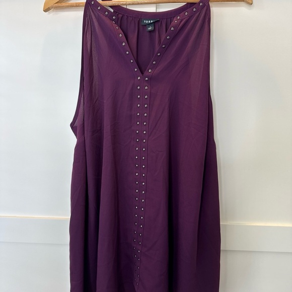 Torrid Georgette Embellished Tank in Winter Bloom Plum Size 1 - Picture 1 of 14